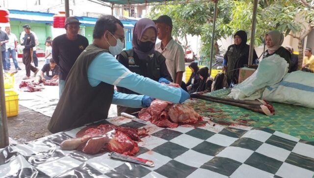 Dinas Pangan, Pertanian, dan Perikanan (DP3) Kota Balikpapan meninjau pelaksanaan pemotongan hewan kurban di Perayaan Hari Raya Idul Adha 1446 Hijriah.