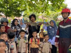 Buaya Muncul di Depan TK Saat Anak Pulang, Relawan Bergerak Cepat Anak buaya sepanjang sekitar 80 cm berhasil diamankan relawan pemuda siaga bencana KNPI Kutai Timur di depan TK Negeri Pembina, Sangatta Utara.(Dok: ist)
